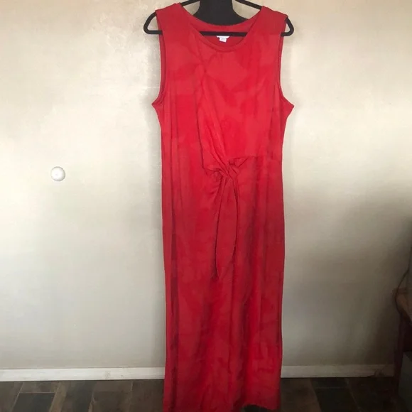 liz claiborne dresses red Vintage Ladies Liz Claiborne Red Silk Maxi Dress